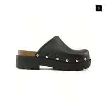 Mule Clog Slip On Platform Closed Toe Sandals - Black - View 2