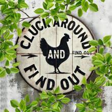 7.8 Inch Round Metal Sign With Funny Chicken Design - Perfect For Home, Kitchen, Garden, Garage & More - Versatile Decor For Any Room Or Outdoor Space, Random Hole Placement - Multicolor - View 6