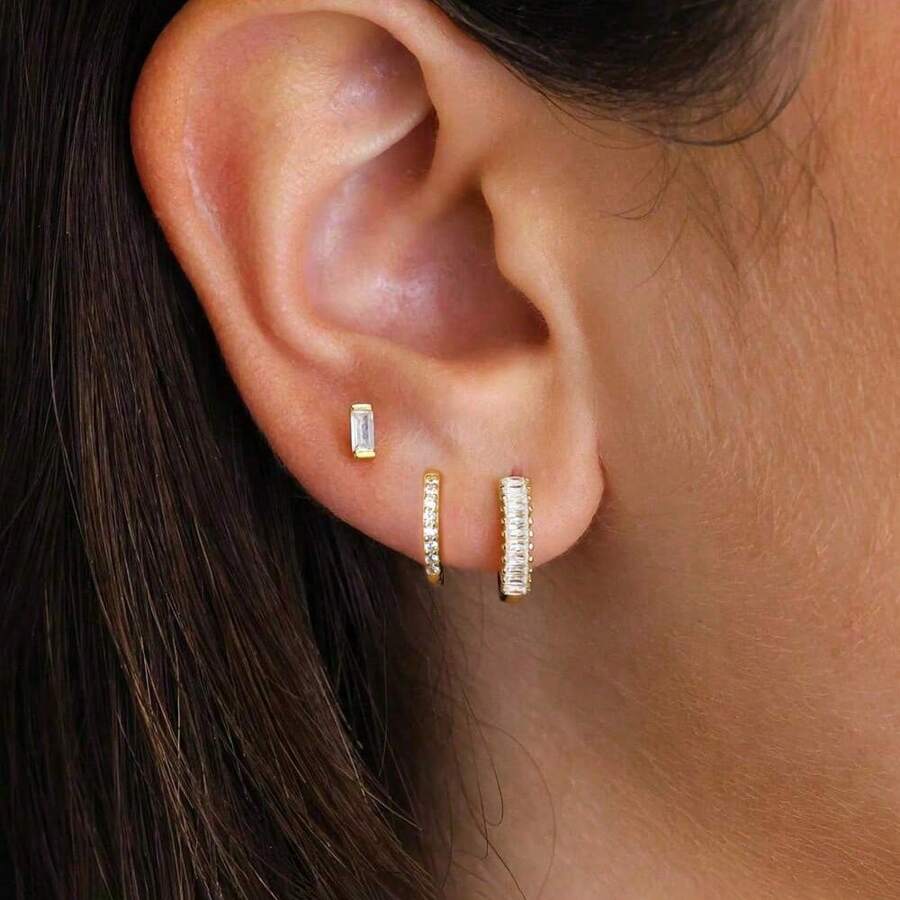 3PCS Round Circle Hoop Earrings Set For Women Tiny Stainless Steel Cartilage Piercing Earring Jewelry - 3pcs Earrings Set - View 1