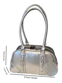 Bolso Boston de color block de nicho para mujer 2025 Nuevo bolso de bolos de alta gama con asa y bolso de hombro para viajeros