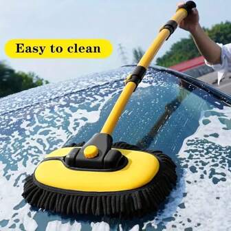1 Set Aluminum Long Handle Car Wash Brush, Super Soft Microfiber Towel, Cleaning Mop, Gloves And Telescopic Rod - Easy Cleaning, Durable Material, Car Cleaning Accessories