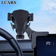 LCARS Car Phone Holder Black ABS Material Compatible With Tesla Model 3 Model Y Floating Center Console Screen Display Phone Support Bracket Horizontal And Vertical Screen Use For Smartphones - Triangular Carbon Fiber + New Energy Screen Base - View 9