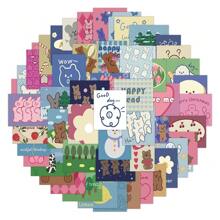 1 SET/60 PIEZAS Pegatinas de arte abstracto estilo coreano INS Pegatinas impermeables y estéticas para decoración, scrapbooking, manualidades, botellas de agua, cuadernos. Ideal para cuadernos y diseño DIY - Multicolor - Ver 13