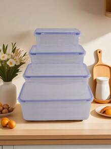 1pc/3pcs/4pcs Large Capacity Sealed Food Storage Container, Transparent PET Material Lunch Box For Home - Multicolor - View 4