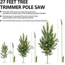 27 Feet Pole Saws For Tree Trimming Manual Branch Pruner Cutter Kits, Manual Pole Saw Cut Branch Garden  Tree Pruner Extendable Hand Saw Tree Trimmer Long Handle Pruner With Storage Bag
