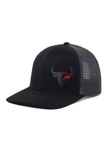 1pc Men Adjustable Breathable Baseball Hat With Patchwork Bull Print, Suitable For Outdoor Sports, Cycling, Fishing, Sun Protection