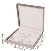 Elegant Champagne Square PU Jewelry Necklace Set Gift Box, High Quality Ring Earring Necklace Packaging Storage Gift Box, Wedding Gift Box, Portable Storage Back To School Dormitory Storage