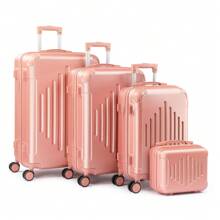 Lightweight Multifunctional Travel Suitcase With 360° Spinner Wheels, 4 Pieces, 12/20/24/28 Inch, Durable Hard Shell, Corner Protection - Rose Gold - View 2