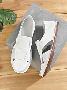 男士时尚休闲凉鞋，镂空设计百搭舒适一脚蹬鞋，模块化组装，夏季 - 白色 - 查看 6