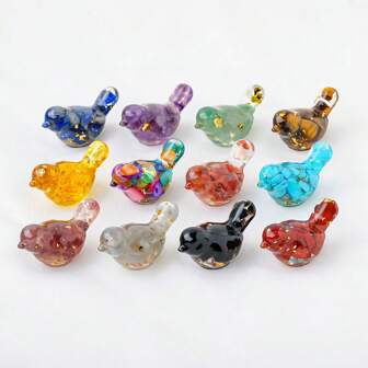 1PC Natural Crystal Bird Statue Reiki Stone Figurine Fengshui Sculpture For Pet Memorial Ornament Home Garden