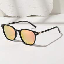 New Summer Beach Travel Vacation Couple Fashion Glasses, Colorful Round Lenses, Black Fashion Glasses For Women, Suitable For Driving, Fishing, Street Style, Parties, Family Outings Accessories For Summer Beach Vacation,Outdoor,Travel