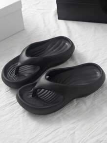 Sandales plateforme mi-talon en EVA pour femmes SoftWalk - ultra légères, respirantes, confortables, antidérapantes, semelle souple, design minimaliste pour la plage, les vacances, les loisirs à la maison et le port quotidien - toute saison, sans laçage, couleur unie, sans impression