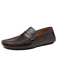 VOSTEY SHOESMORE Men's Brown Loafers Dress Shoes Retro Lightweight Slip On Casual Driving Penny Loafer For Men - AMY3064-棕色 - 查看 9