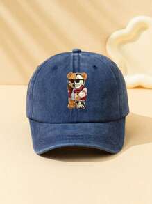 1pc Children's Sun Protection Adjustable Vintage Baseball Cap With Cartoon Bear Print For Daily Wear,Gift - Multicolor - View 6