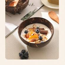 4 Stück/Set polierte Kokosnussschalen Schüsseln - natürliche Holz Salat- und Smoothie-Schüsseln, ideale vegane Geschenke zu Weihnachten, Valentinstag, Erntedankfest, Neujahr und Abschluss Dekoration, Schulmaterial