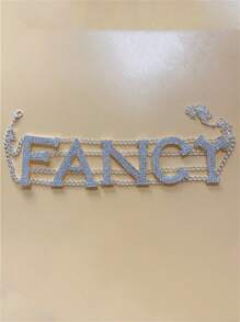 Collier de fantaisie avec strass en forme de lettre, collier ras-du-cou sexy pour fête