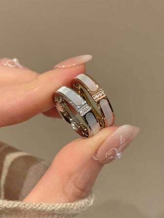 1pc Fashion 18K Gold Plated Stainless Steel Shell Ring, Elegant Women's Stainless Steel Jewelry, Suitable For Daily Wear, Great Gift