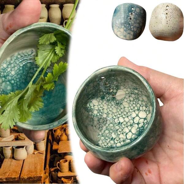 1 Pc Herb Stripper Bowl, 4-Hole Herb Stripper Tool, Handmade Stripper Bowl, For Cilantro