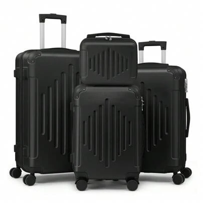 Lightweight Multifunctional Travel Suitcase With 360° Spinner Wheels, 4 Pieces, 12/20/24/28 Inch, Durable Hard Shell, Corner Protection