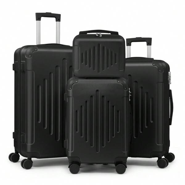 SUNROAD Lightweight Multifunctional Travel Suitcase With 360° Spinner Wheels, 4 Pieces, 12/20/24/28 Inch, Durable Hard Shell, Corner Protection