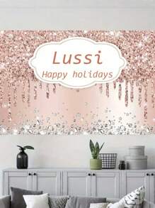 1 pieza- Lienzo de fondo personalizado, tela de fondo para fiesta, lienzo con destello dorado rosa, tela de fondo para cumpleaños feliz, decoración de pared de fondo fotográfico, tela de fondo para fiesta, lienzo personalizado para fiesta de cumpleaños en jardín de hotel familiar, se puede personalizar con nombre, es la decoración ideal e indispensable para crear la escena de cumpleaños talla grande de moda, sólido y reutilizable.