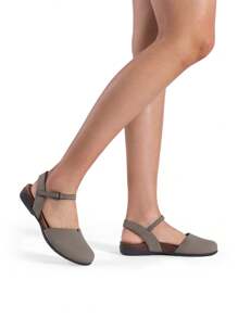 Women's Arch Support Sandals Closed Toe Comfort Cork Footbed Flat Sandals Wide Round Toe Summer Work Walking Vacation Shoes - 灰色 - 查看 7