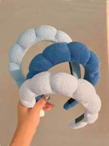 Cloud-Shaped Headband, For Face Washing Or Skin Care, Makeup Headband, Sponge Headband, Towel Fabric Headband, Facial Wash Headband, Plush Hair Band For Sport Or Yoga, Fashion Accessory For Women