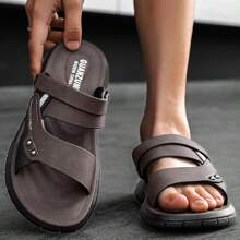 Plus Size Men Summer New Squish Feeling Thick Sole Slide Sandals, Outdoor Party Driving Non-Slip Waterproof Odor-Resistant Comfortable Fashion Casual Sandals