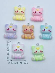 7PCS Cartoon Cute Animal Cat Pendant Resin Jewelry Making DIY Earrings Keychain Phone Necklace Discovered - A - View 2