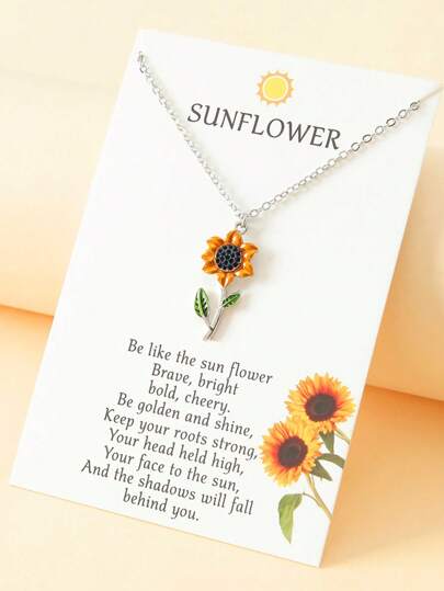 Goodwaro قلادة كريستالية مطعّمة أنيقة للتزين على القفص الصدري، قلادة عباد الشمس المصنوعة من السبائك للنساء