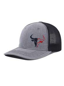 1pc Men Adjustable Breathable Baseball Hat With Patchwork Bull Print, Suitable For Outdoor Sports, Cycling, Fishing, Sun Protection