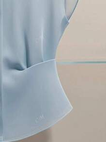 Summer Women's Clothing, French Women's Wear, Elegant Solid-Color Chiffon Button Women's Stand-Up Collar Shirt, Versatile Summer Top For Commuting And Shopping
