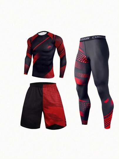 3pcs Outdoor Sportswear Quick Dry Exercise Basketball Riding Moisture Wicking Comfortable Camouflage Milk Silk Spring Summer Set, Perfect For Morning Jogging