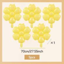 2/5/10 件雏菊花主题铝箔气球，派对装饰，适合生日、婚礼、新娘送礼会、单身派对装饰（黄色） - 黃色雛菊 - 查看 13