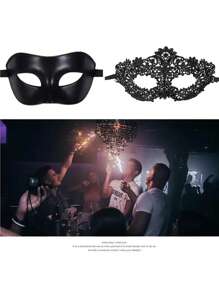 1 Pc Women's Sexy Lingerie Accessories, Halloween Lace Mask Funny Eye Mask, Sexy Party Masquerade Mask For Couples Date, Music Festival, Ball Party - Black - View 8