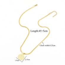 1pc New Classic Round Zodiac Pendant Golden Stainless Steel Herringbone Chain Necklaces For Women