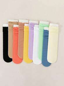 1/2/3/6 Pairs Of Plush Solid Color Socks - Warm Chunky Breathable Socks - Women's Stockings And Pantyhose
