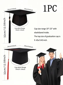 1pc Bachelor Cap Graduation Cap For Adult , Unisex Graduation Cap For Men And Women, Black Graduation Cap Graduation Party Photo Prop,Graduation Cap Decor