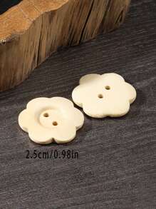 10个/套花形木质圆形大衣毛呢衣服纽扣外套纯色简约小清新通用毛衣眼纽扣 - 彩色 - 查看 2