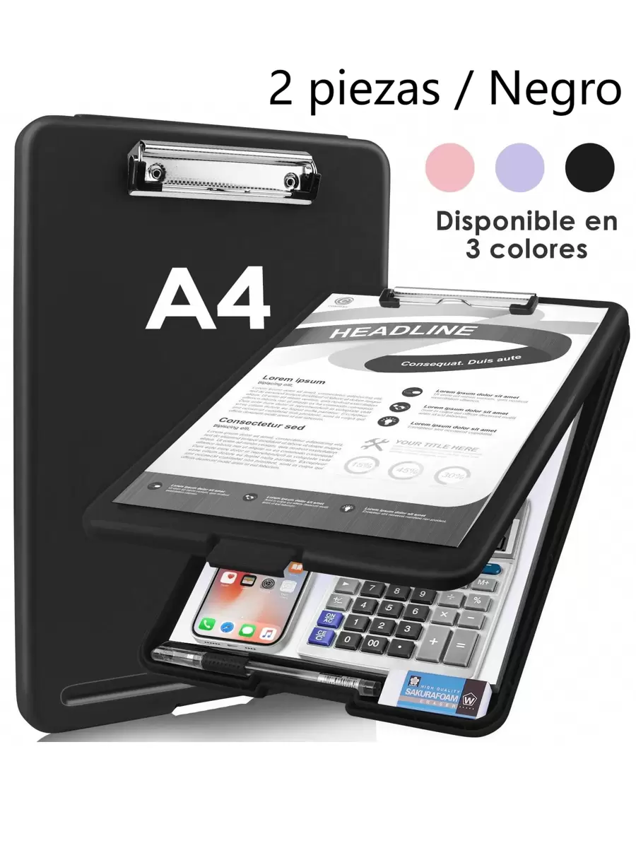 A4 File Organizer Box, A4 Paper Collection And Organization, A4 Notepad Folder, Cardboard Paper, Drawing Board, A4 File Board - 2 Pieces Black - View 1