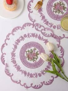 WGROOM 1pc/4pcs Polyester Embroidered Placemats For Kitchen, Dining Room, Table Decoration, Heat Insulation, Anti-Scratch, Anti-Dust, Suitable For Wedding, Party, Gift, Birthday, Christmas - White - View 12