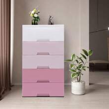 HOHOBLA Ringmaster Plastic Drawers Dresser 5 Tier Storage Tower With 5 Drawers,Storage Organizer Rack Clothes Storage Cabinet Closet For Storing Clothes,Towels,Toys (Gradient Pink) - Pink - View 4