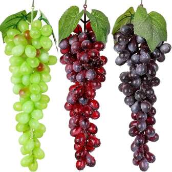 1/2/4串紫色大串人造葡萄逼真人造葡萄装饰悬挂橡胶葡萄捆橡胶葡萄用于厨房摄影装饰
