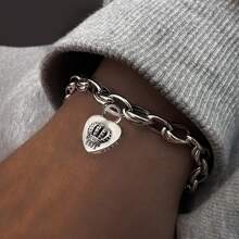 1pc Fashion 925 Sterling Silver Cubic Zirconia Crown & Heart Bracelet, Elegant & Artistic, Suitable For Daily Wear And Gift