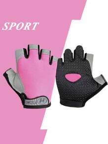 1 Pair Half Finger Mesh Gloves, Knitted Fabric Breathable Anti-Slip Durable For Cycling, Sports, Fitness - Multicolor - View 4
