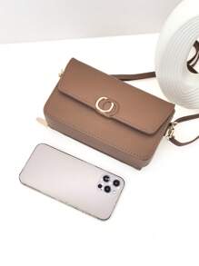 Mini Messenger Mobile Phone Wallet High Quality Soft PU Fashion Flip Phone Wallet Zipper Multi-Function Large Capacity Mobile Wallet Two Pieces Mobile Phone Wallet Big Capacity Card Holder For Women Wallet Purse Wallet - Brown - View 6