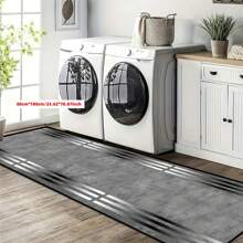 1pc Modern Gray Patterned Carpet, Suitable For Hardwood Floors, Can Be Used For Entryway, Laundry Room, Bedroom, Kitchen And Other Indoor Decor, Stain-Resistant, Fashionable Long Carpet, Washable And Non-Slip, Ideal For Hallway, Bedside, Living Room, Kitchen And Home Decor - Multicolor - View 13
