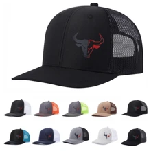 1pc Men's Patchwork Ox Print Adjustable Baseball Cap, Breathable Mesh Outdoor Riding Fishing Sun Protection Hat