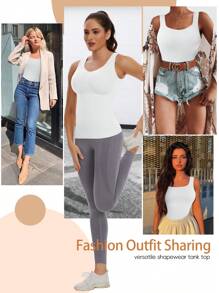 Shapewear Camisoles With Built In Bra Tummy Control Compression Tank Tops For Women Body Shaper Padded Tanks - White - View 6