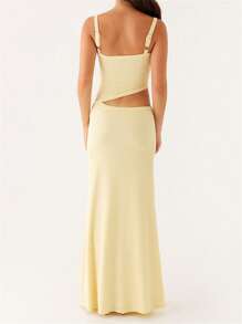 Women Y2k Maxi Dresses Hollow Asymmetric Spaghtti Strap Dress Beach Vacation Dress Spring Summer Elegant Dresses Sleeveless V-Neck Backless Hollow Swing Dress Summer Cocktail Long Dresses Dating Party Shopping Street Photography Club Wear - Màu vàng - Xem 2